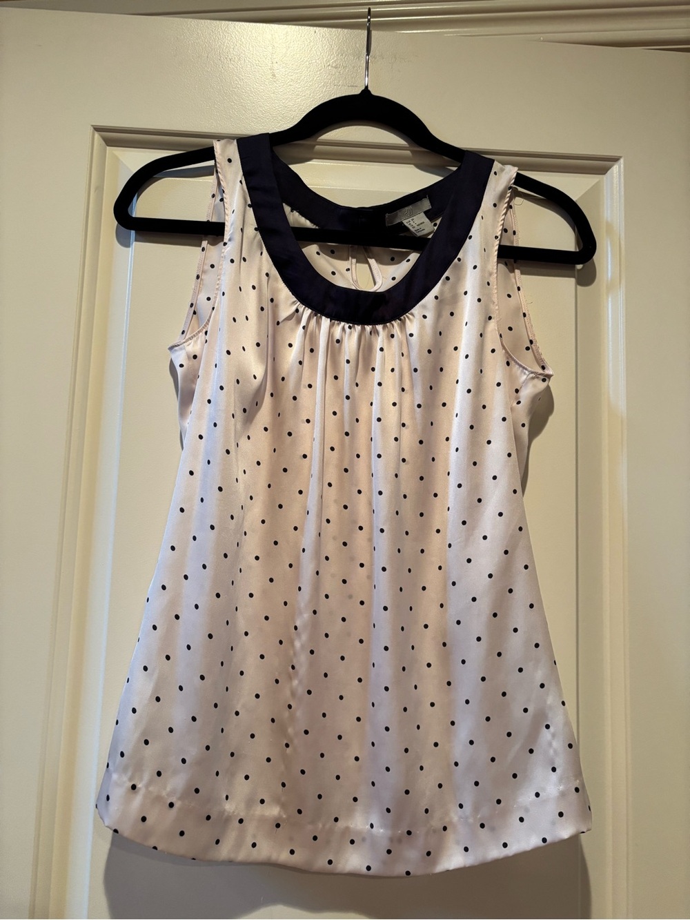 H&M Cream Polka Dot Sleeveless Top with Navy Trim
